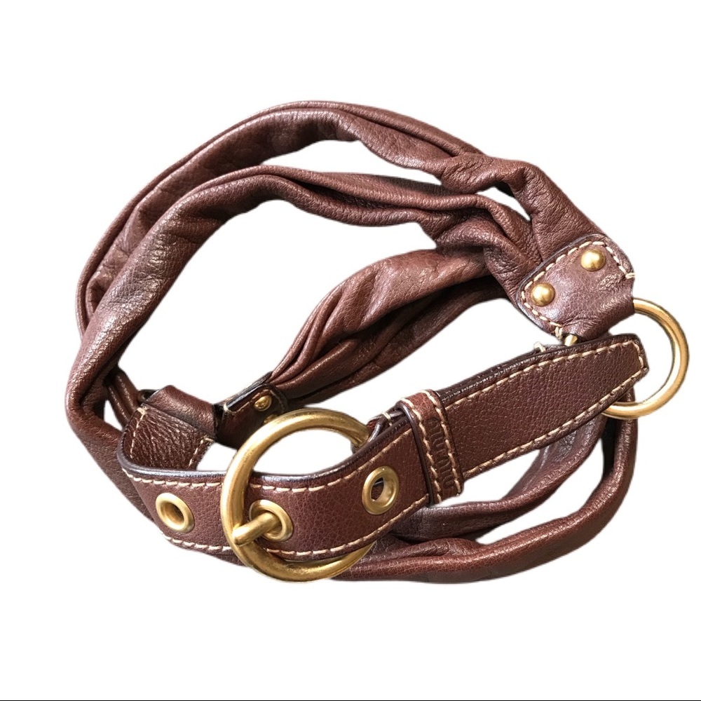 MIU MIU Brown Leather Belt Vintage Y2K
